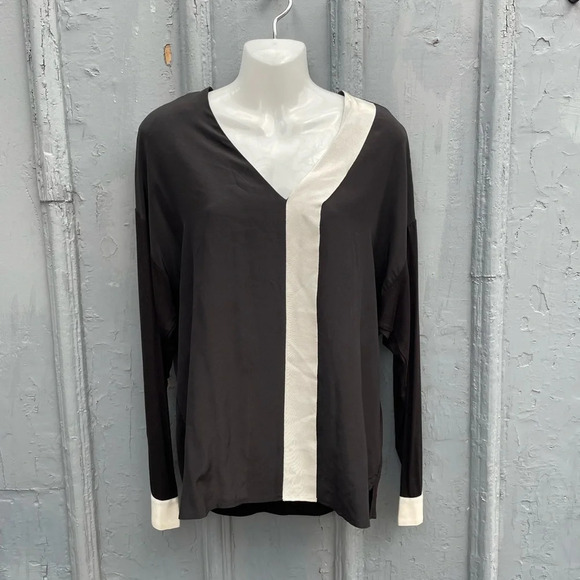 Pink Tartan Black Silk Grosgrain Accent Blouse, size M - Picture 1 of 10